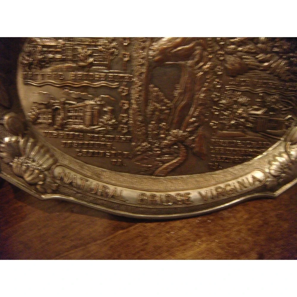Vintage ENCO Occupied Japan silver souvenir mini‎ tray Natural bridge Virginia